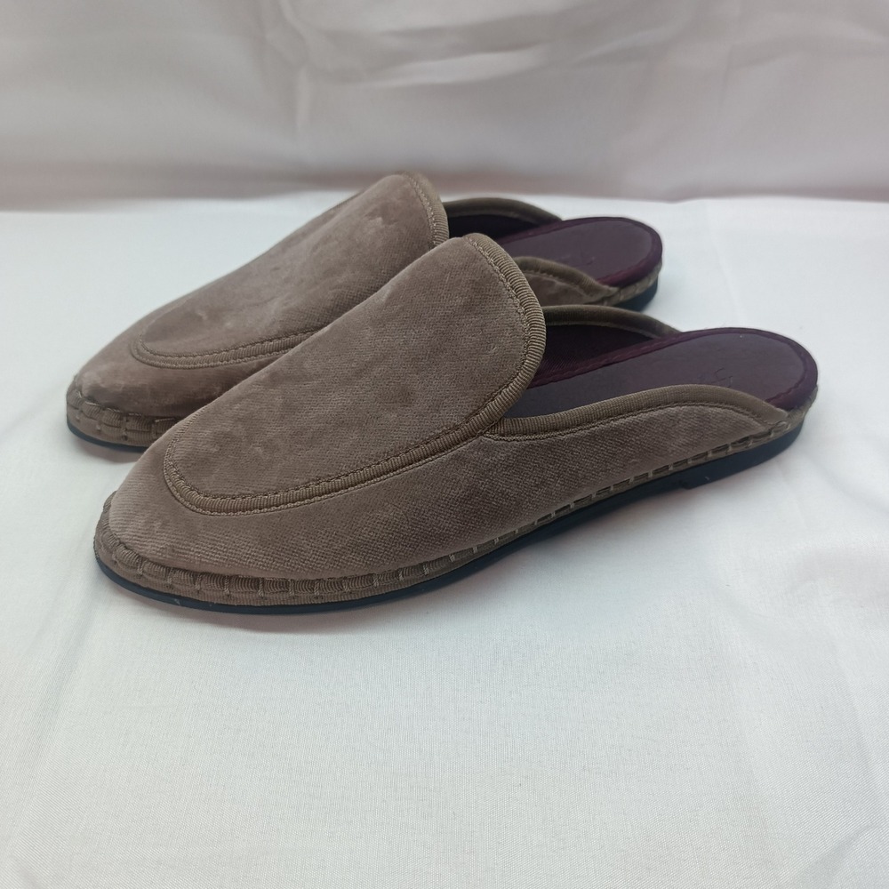 Flabelus Bruna Velvet Mule Slippers Brown Espadrille Sole Spain Womens 38 US 7.5
